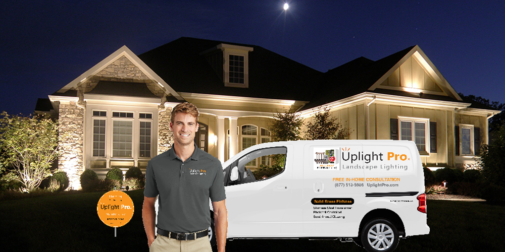 exterior light installer in Florida standing in front of his commercial vehicle